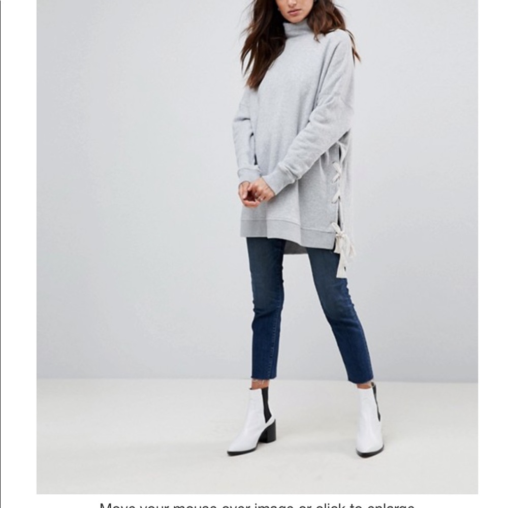 Free People  So Plush Lace Up Side Sweater Grey